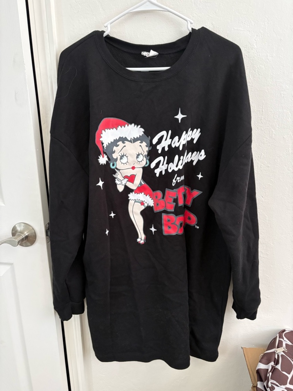 Betty Boop Black Holiday Graphic Sweatshirt Dress